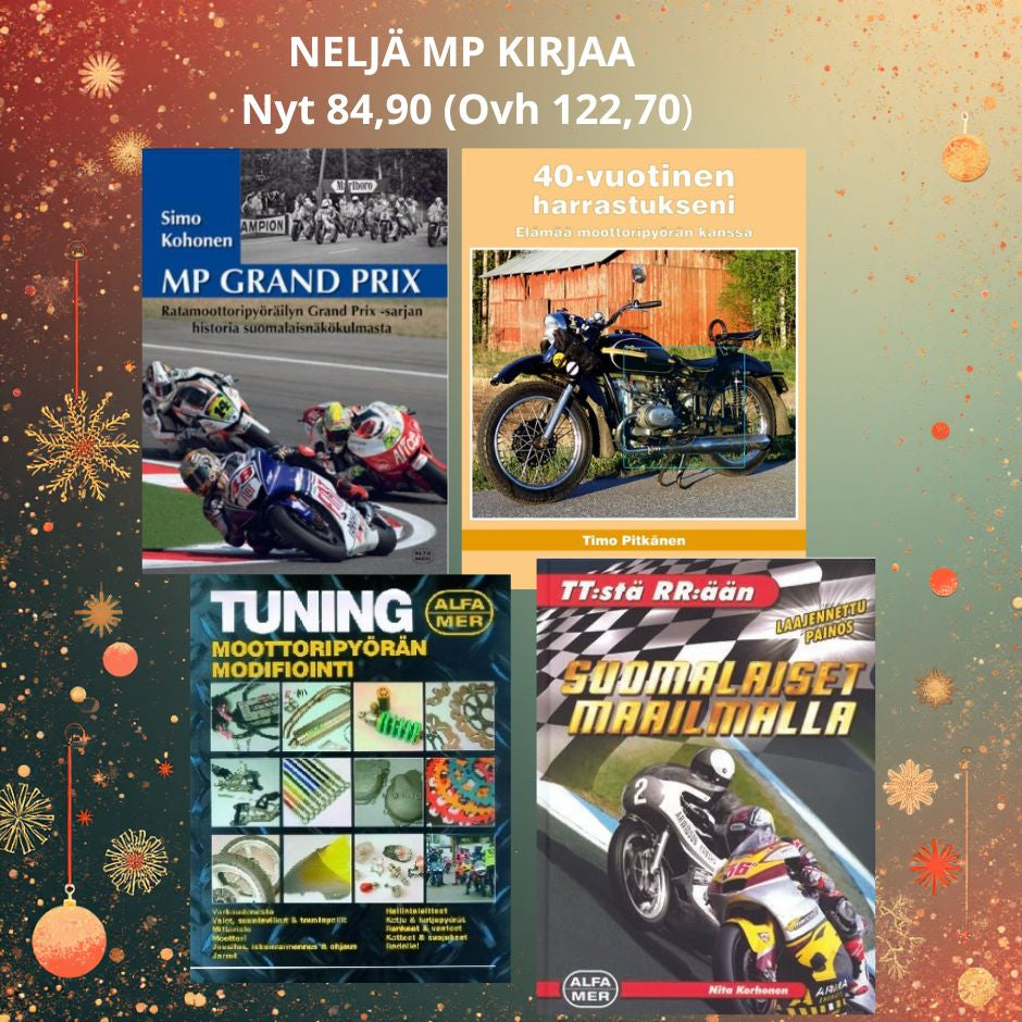 Moottoripyöräkirjapaketti, sis. 4 kirjaa