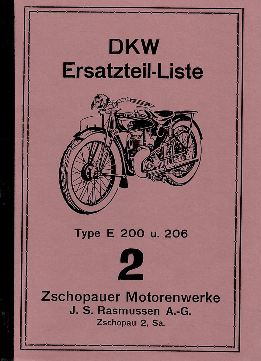 DKW Ersatzteil-Liste Type E 200 & 206