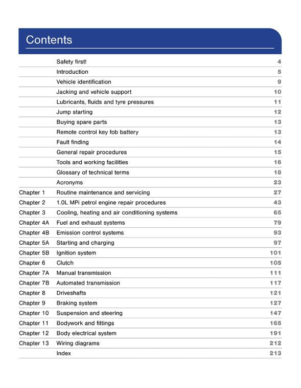 Skoda Citigo Petrol (2012 - 2019) Haynes Repair Manual